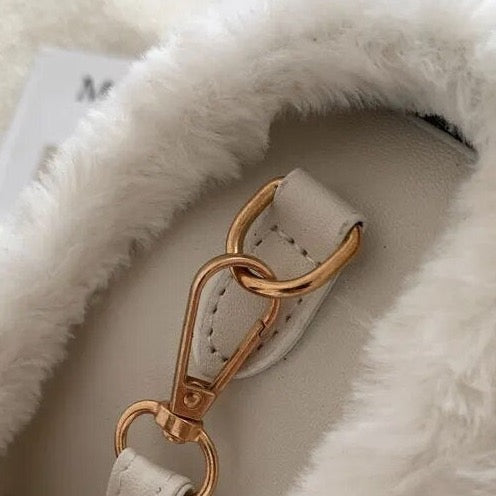 Faux Shearling Box Shoulder Bags