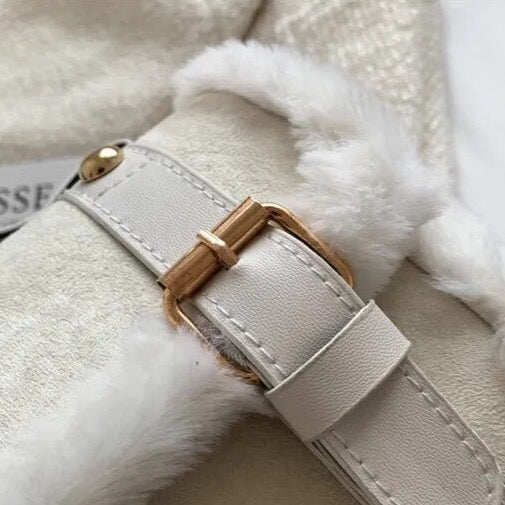 Faux Shearling Box Shoulder Bags