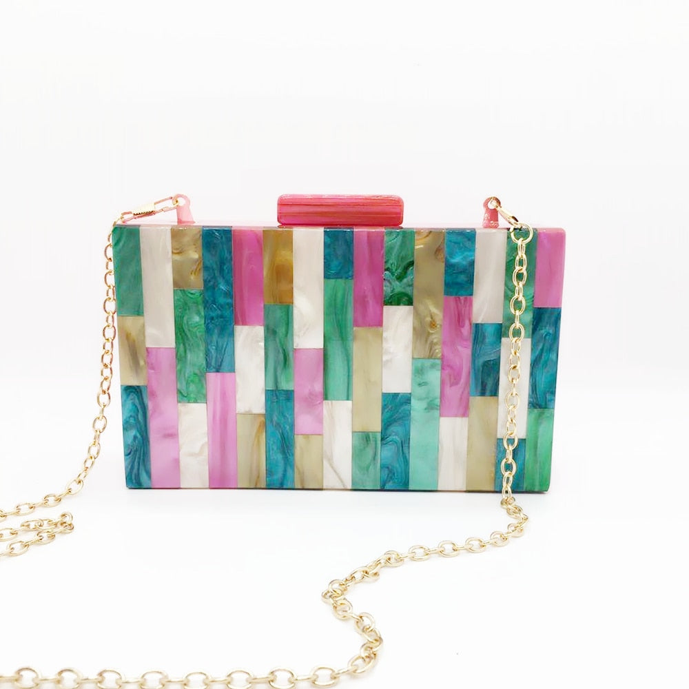 Feria Multi-Color Acrylic Evening Box Clutch