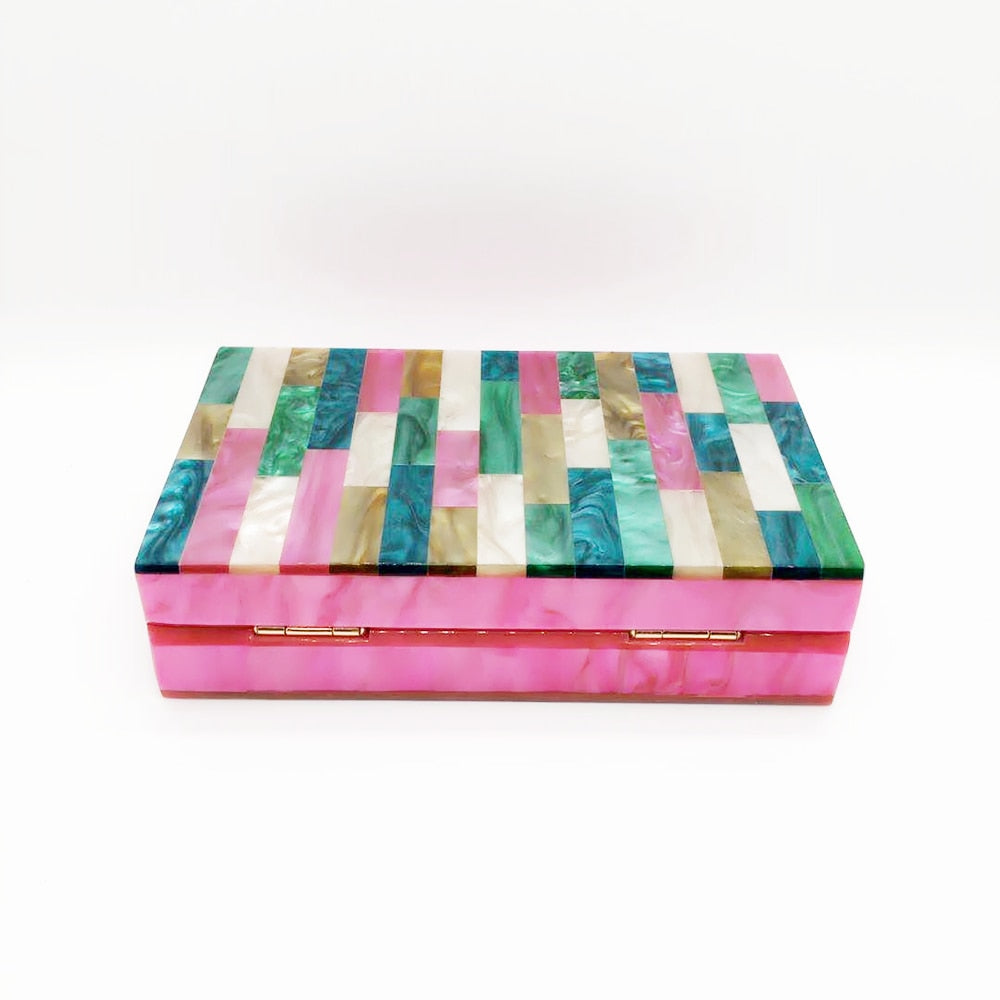 Feria Multi-Color Acrylic Evening Box Clutch