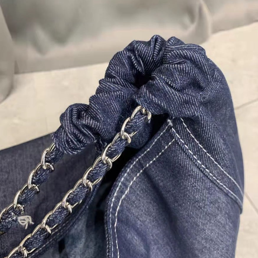 Francoise Large Denim Tote Braided Chain Straps - 2 Colors