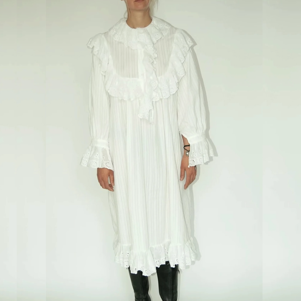 Geraldine Cotton Frill Lace Dress