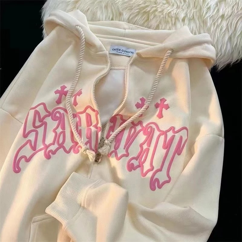 Vintage Goth Embroidery Hoodie