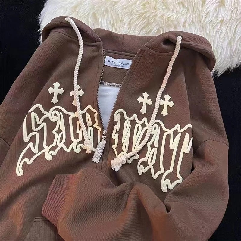 Vintage Goth Embroidery Hoodie