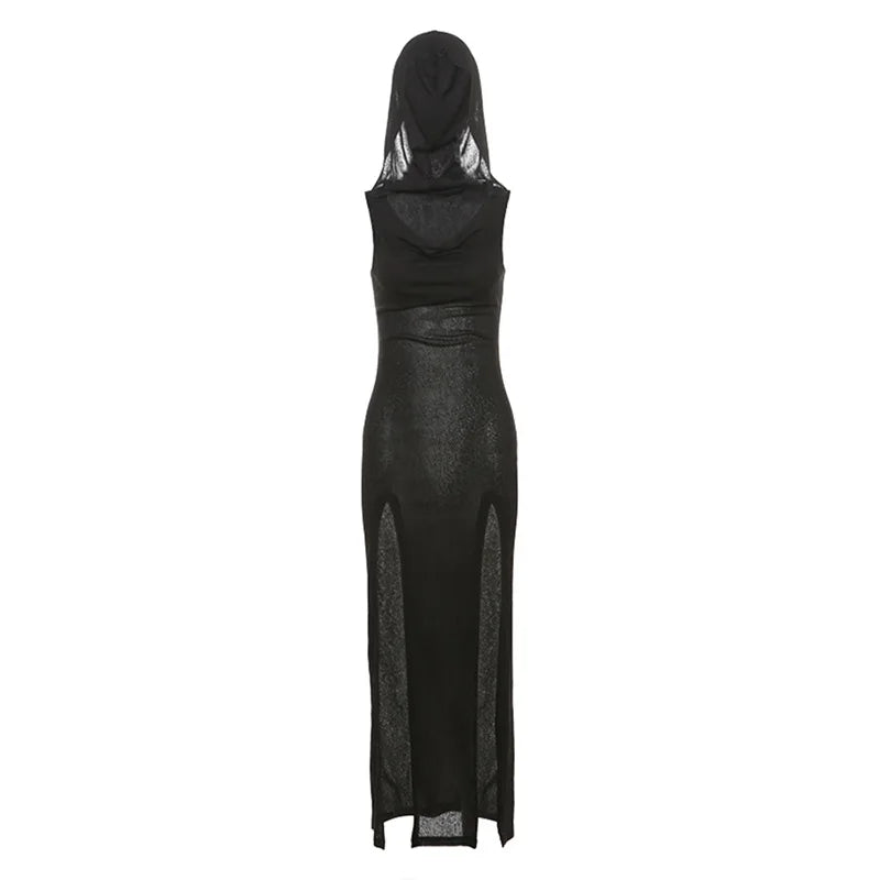 Elegant Gothic Slash Neck Long Sleeve Off Shoulder Summer French Chic Split Slim Stretch Ruffles Dress