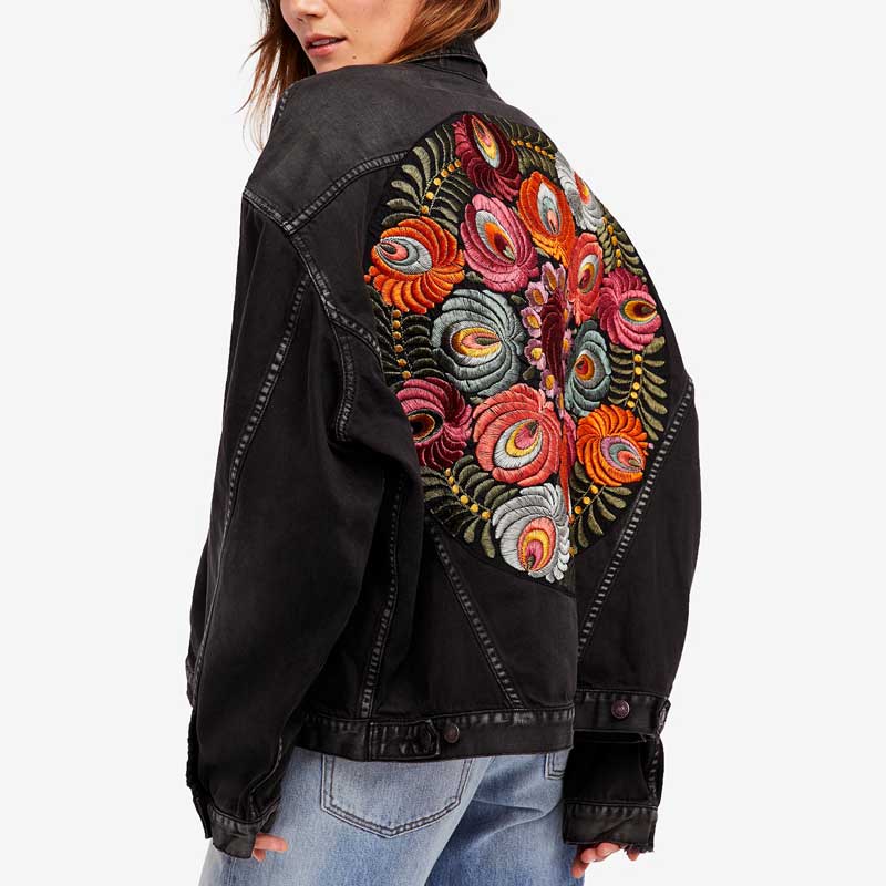 Floral Embroidered Denim Jacket