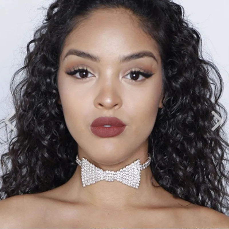 Carrie Crystal Bow Tie Choker Necklace