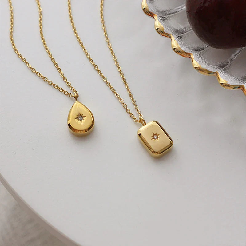 Cubic Zirconia Starburst Geometric Pendant Necklace