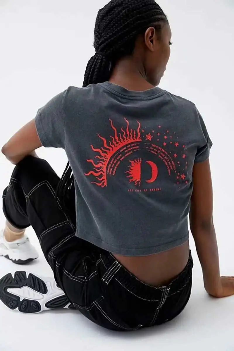 Soleil Luna Graphic Print Cropped T-Shirt