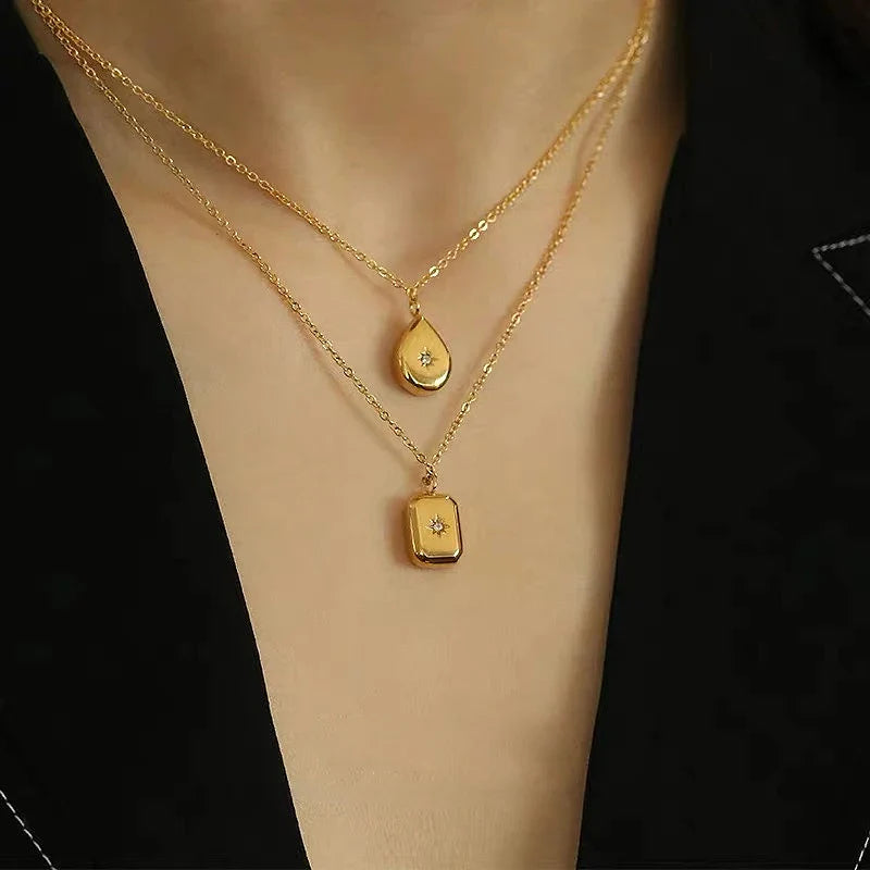 Cubic Zirconia Starburst Geometric Pendant Necklace