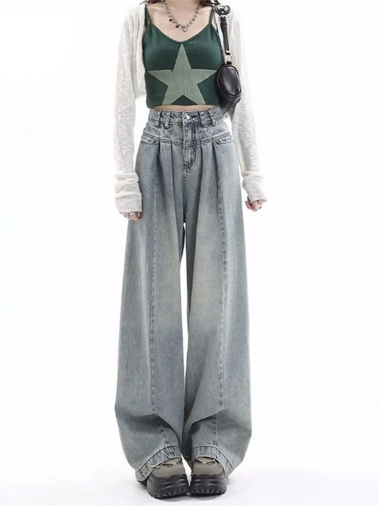 Blue Baggy Y2K Gyaru Oversize Wide Leg Denim Harajuku Pant