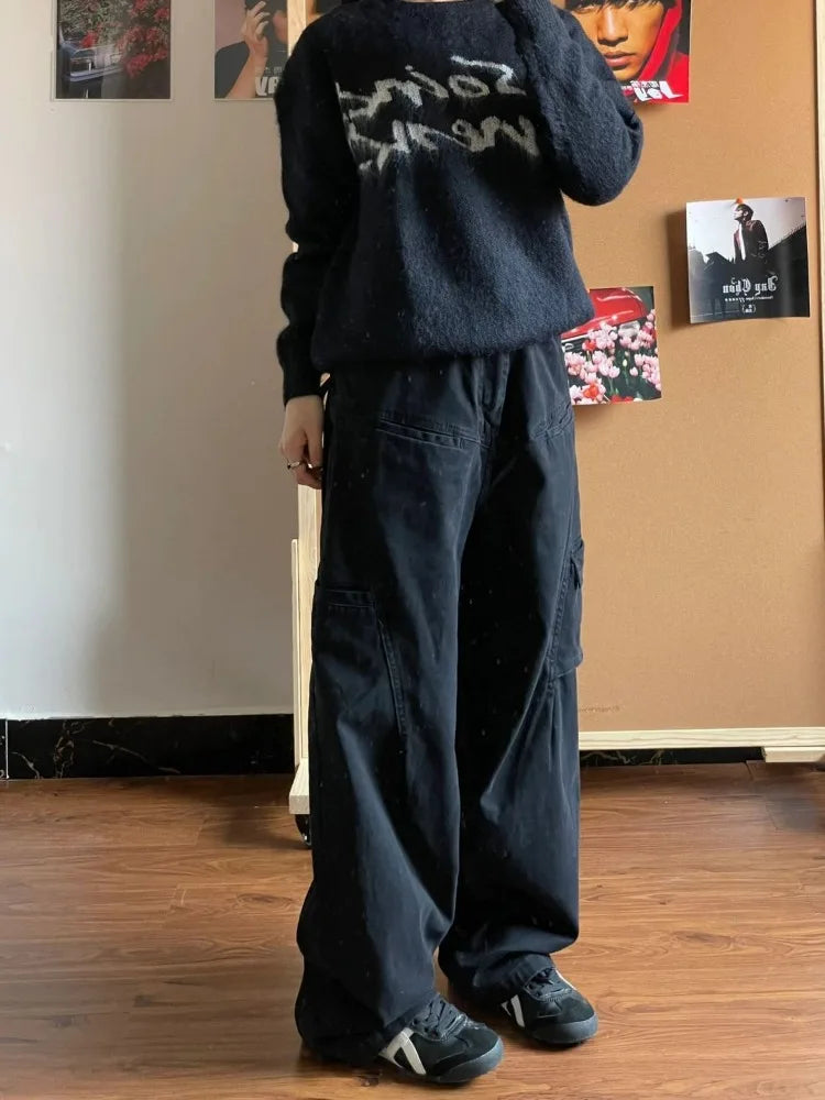 Black Cargo Japanese Streetwear Oversize Grunge Pant