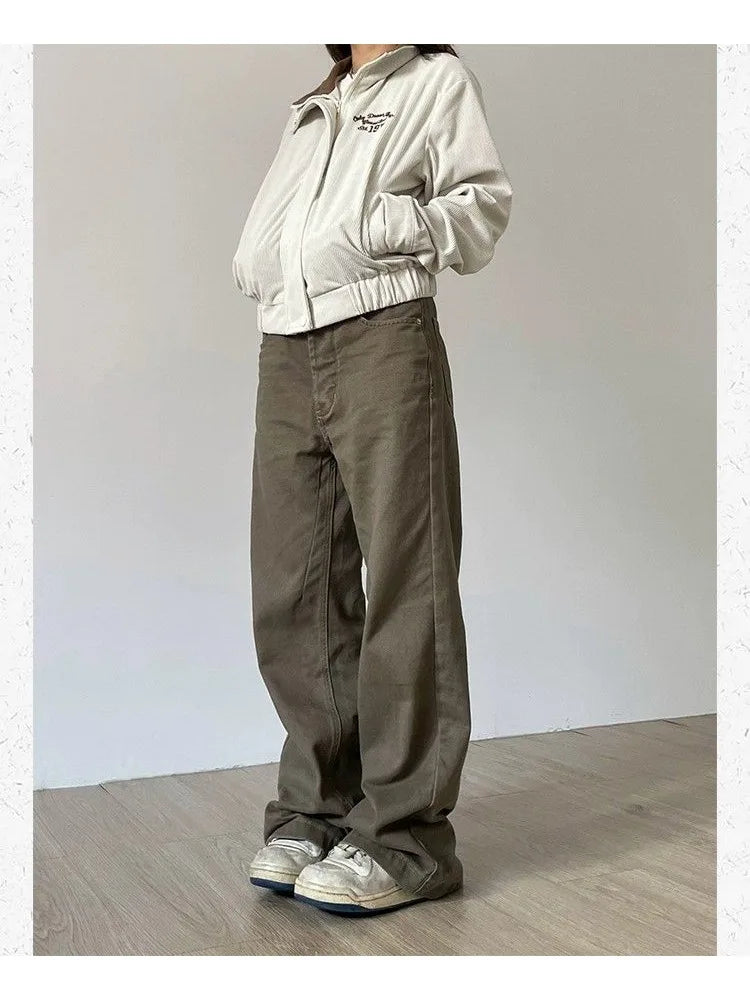 Black Denim Basic Oversize Loose Y2K Vintage Retro Pant