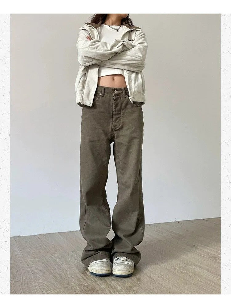 Black Denim Basic Oversize Loose Y2K Vintage Retro Pant