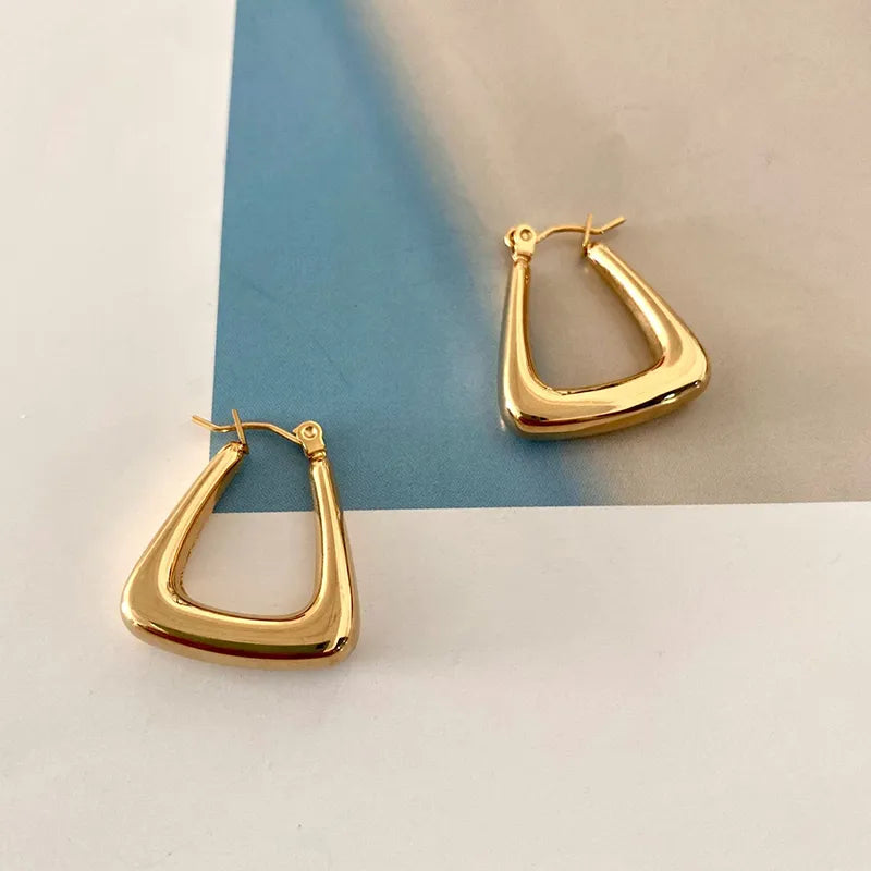 18K Gold Plated Geometric Hoop Earrings