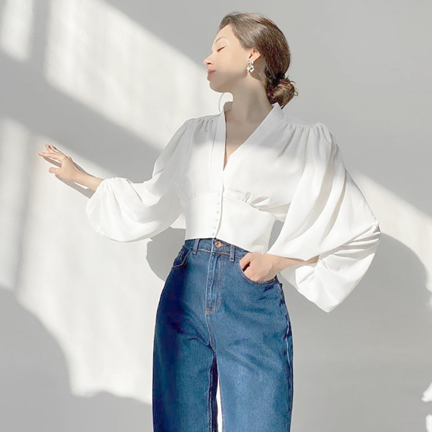 Béatrice Puff Sleeve Empire Blouse - 2 Colors