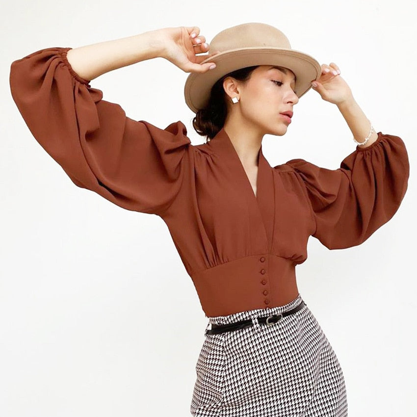 Béatrice Puff Sleeve Empire Blouse - 2 Colors