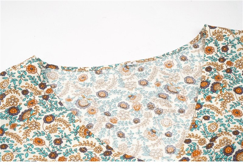 New Floral Print Summer Casual V Neck Bohemian Short Sleeve Dress For Woman