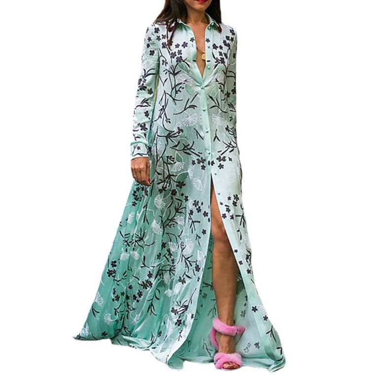 Print Dress Long Sleeve Maxi Dresses