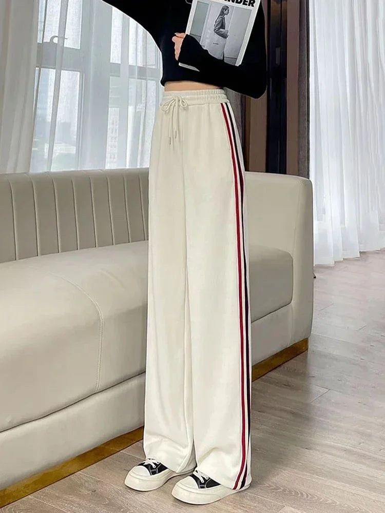 Women's High Waist Wide Leg Thicken Warm Velvet Corduroy Sweatpants