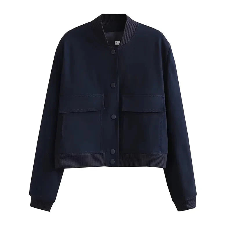 Hila Casual Autumn Crop Bomber Jackets
