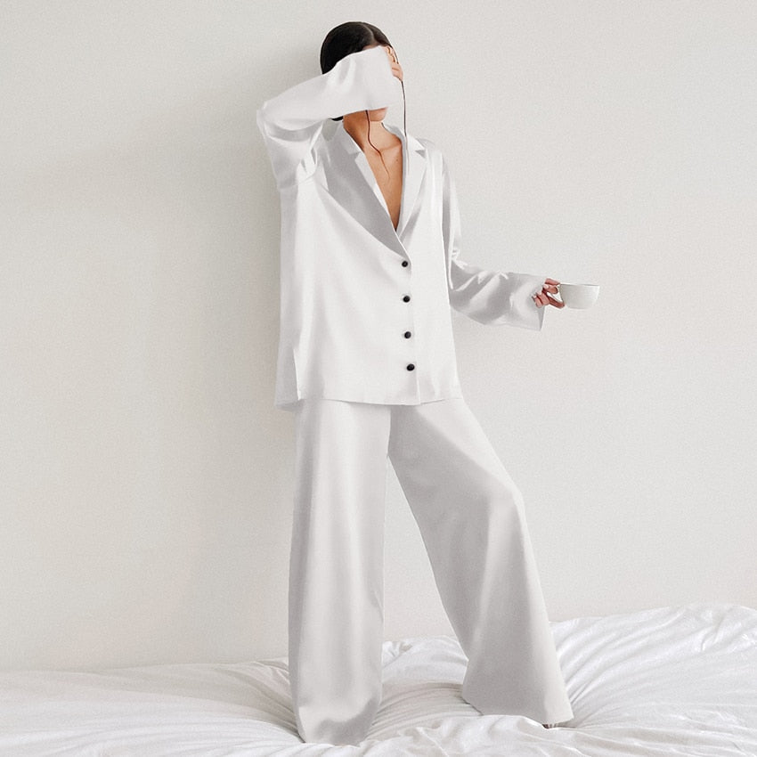 Hillary Oversized Satin Silk Pajama Set