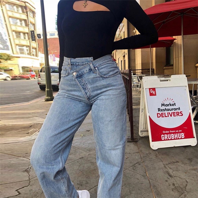 Jamie Side Fly Boyfriend Jeans - Black or Blue