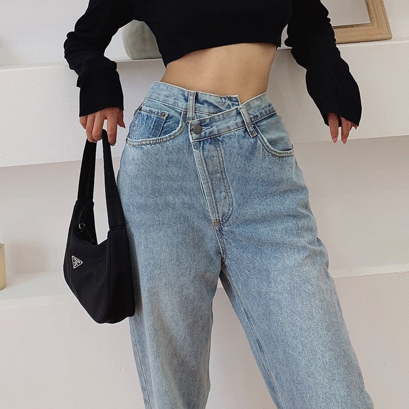 Jamie Side Fly Boyfriend Jeans - Black or Blue