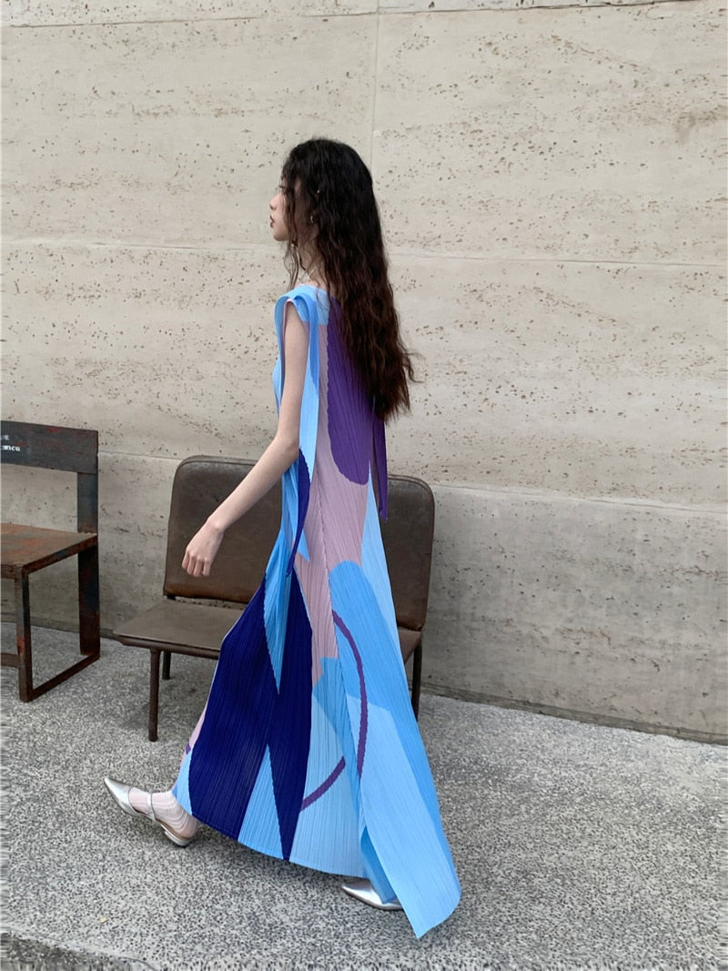 Jill Origami Color Block Maxi Dress