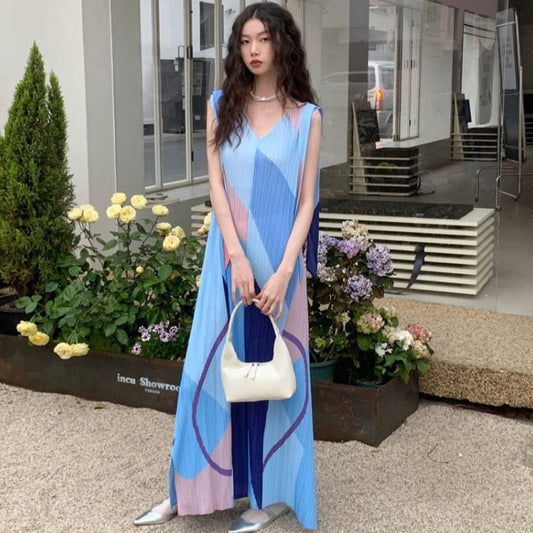 Jill Origami Color Block Maxi Dress