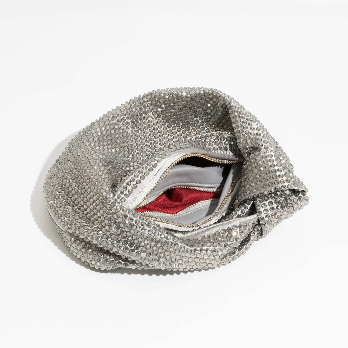 Julia Knotted Rhinestone Sequin Wrist Evening Bag