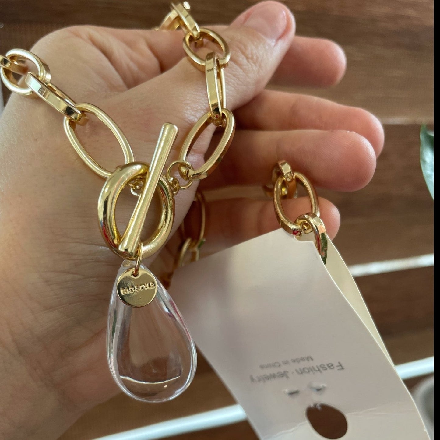 Karin Crystal Water Drop Pendant Necklace