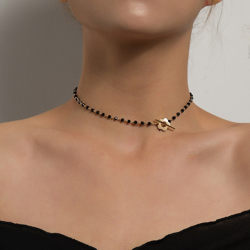 Kaya Bead and Flower Choker Necklace