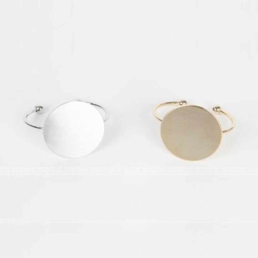 Kei Big Round Brushed Metal Bracelets - Gold or Silver