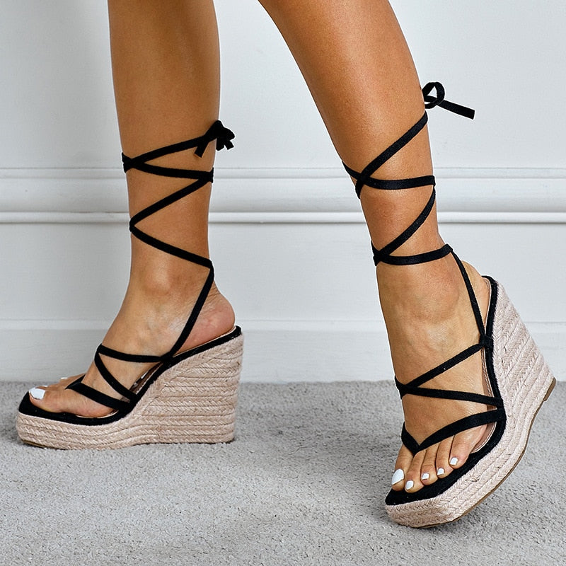 Kelly Gladiator Espadrille Wedge Sandals - 2 Colors