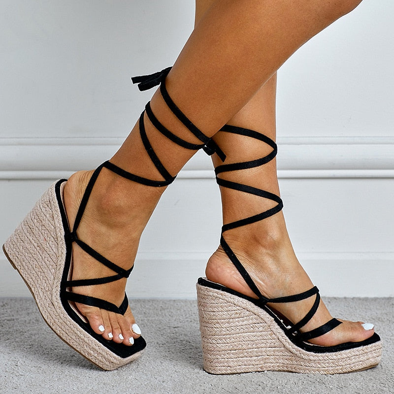 Kelly Gladiator Espadrille Wedge Sandals - 2 Colors
