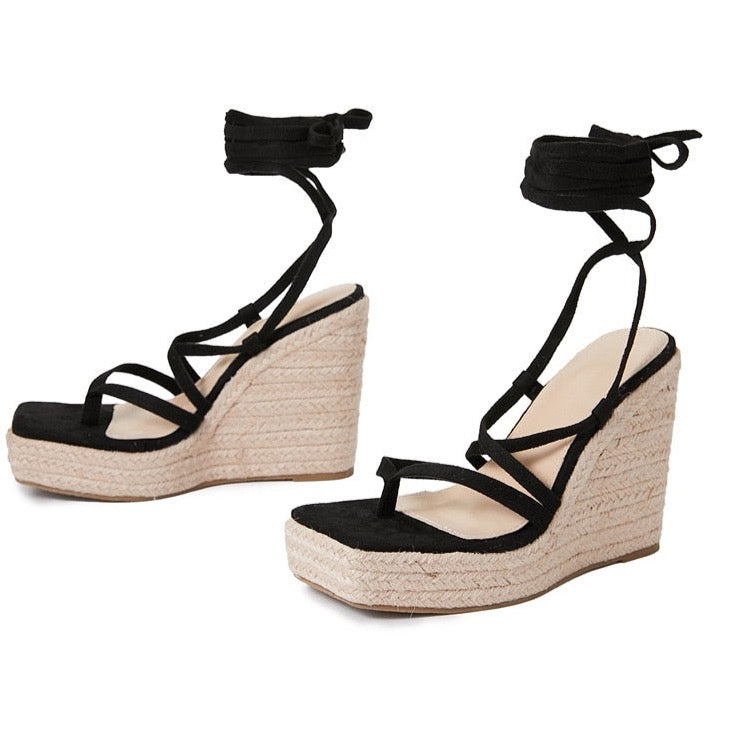 Kelly Gladiator Espadrille Wedge Sandals - 2 Colors