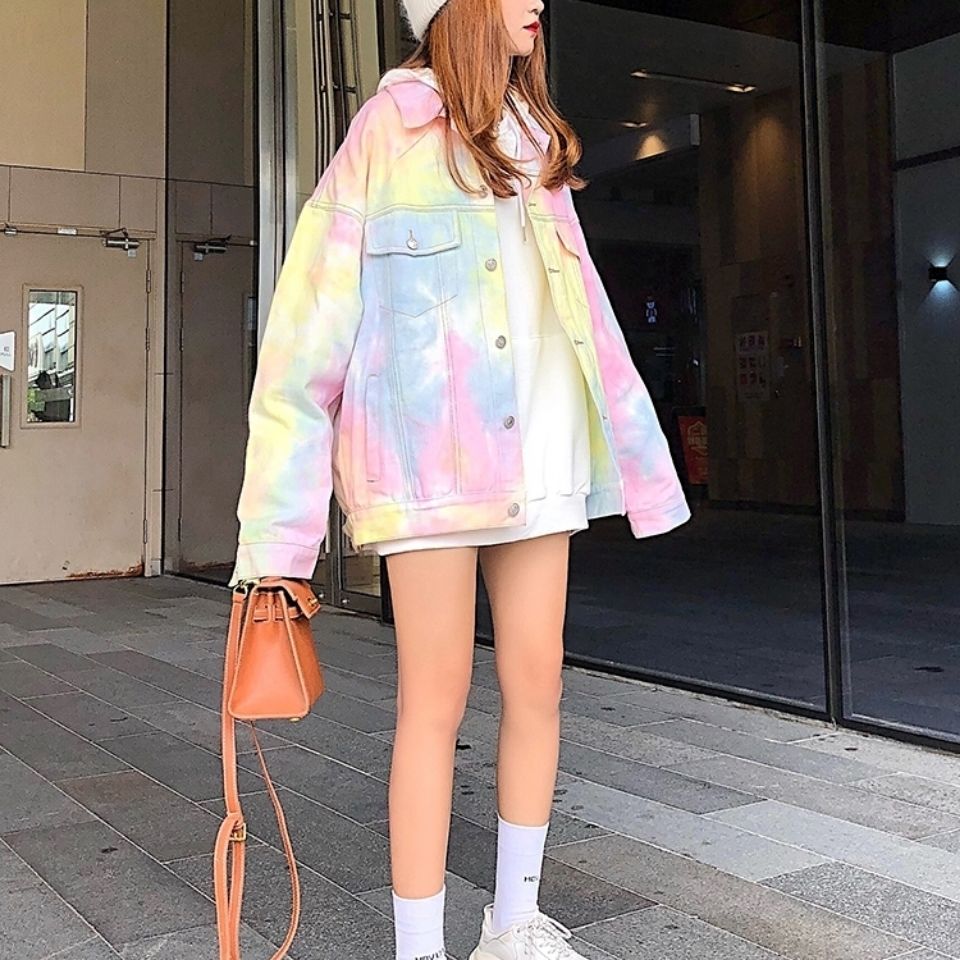 Klaudia Candy Color Tie-Dye Denim Jacket