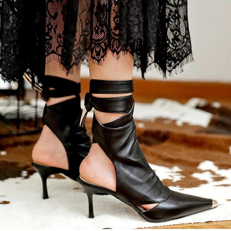 Laffa Lace-Up Ankle Bootie Sandals - 3 Colors