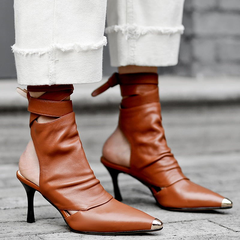 Laffa Lace-Up Ankle Bootie Sandals - 3 Colors