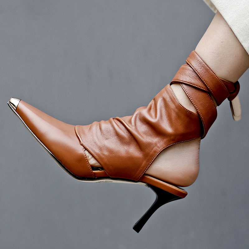 Laffa Lace-Up Ankle Bootie Sandals - 3 Colors