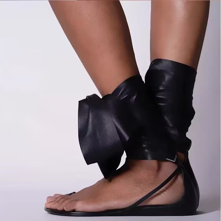 Larisa Big Ankle Bow Tie Flat Sandals - 3 Colors