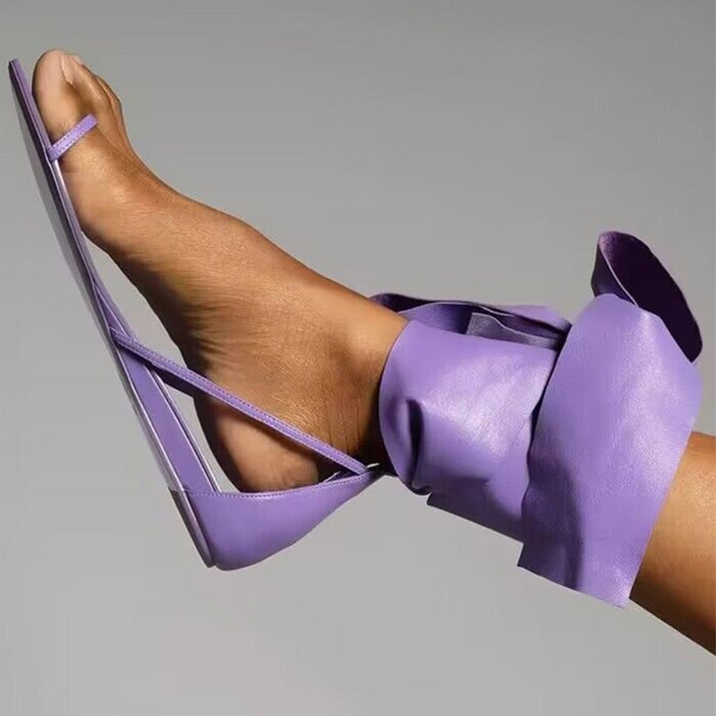 Larisa Big Ankle Bow Tie Flat Sandals - 3 Colors