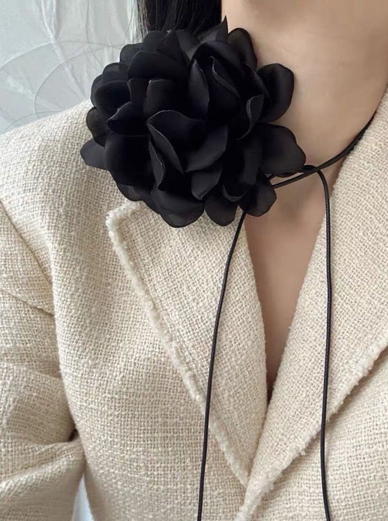 Linea Big Flower Corsage Chocker Necklaces - 4 Colors