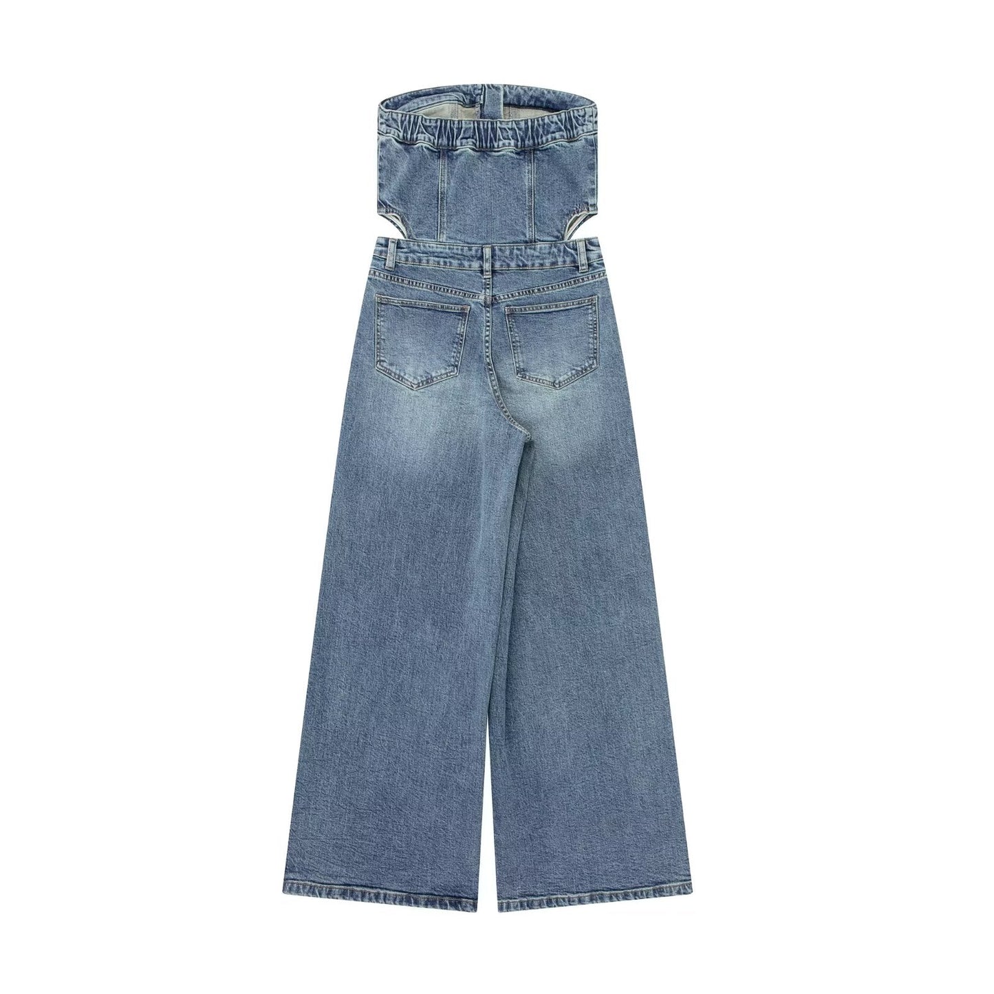 Liva Bandeau Wide Leg Denim Jumpsuit - 2 Colors