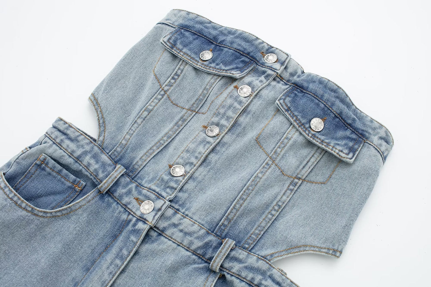 Liva Bandeau Wide Leg Denim Jumpsuit - 2 Colors