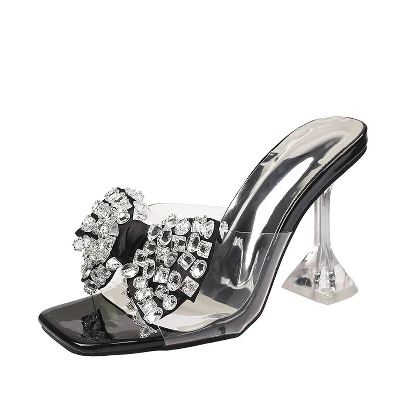 Trendy Big Size Clear High Heel Modern Slippers Transparent High Heel