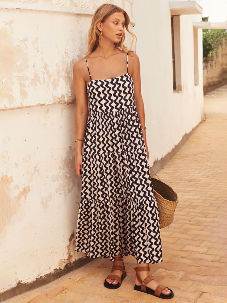 Ric Rac Square Neck Maxi Dress