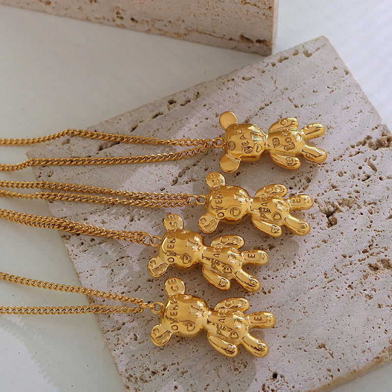 Love & Peace Letter Bear Necklace