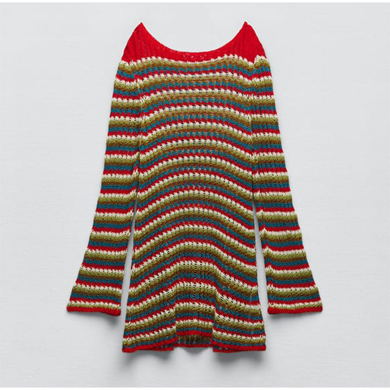 Lumia Zigzag Pattern Crochet Mini Dress